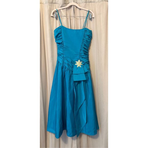 VTG 80s Turquoise Prom Dress by Nadine Sz 5 (Juniors) - Picture 1 of 7